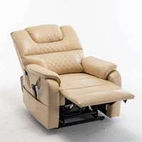 xtra Wide Lay Flat Power Lift Chair Recliner, Beige, reclined