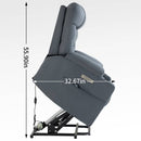 Blue Power Lift Recliner Chair with Vibration Massage and Lumbar Heat, lifted specs