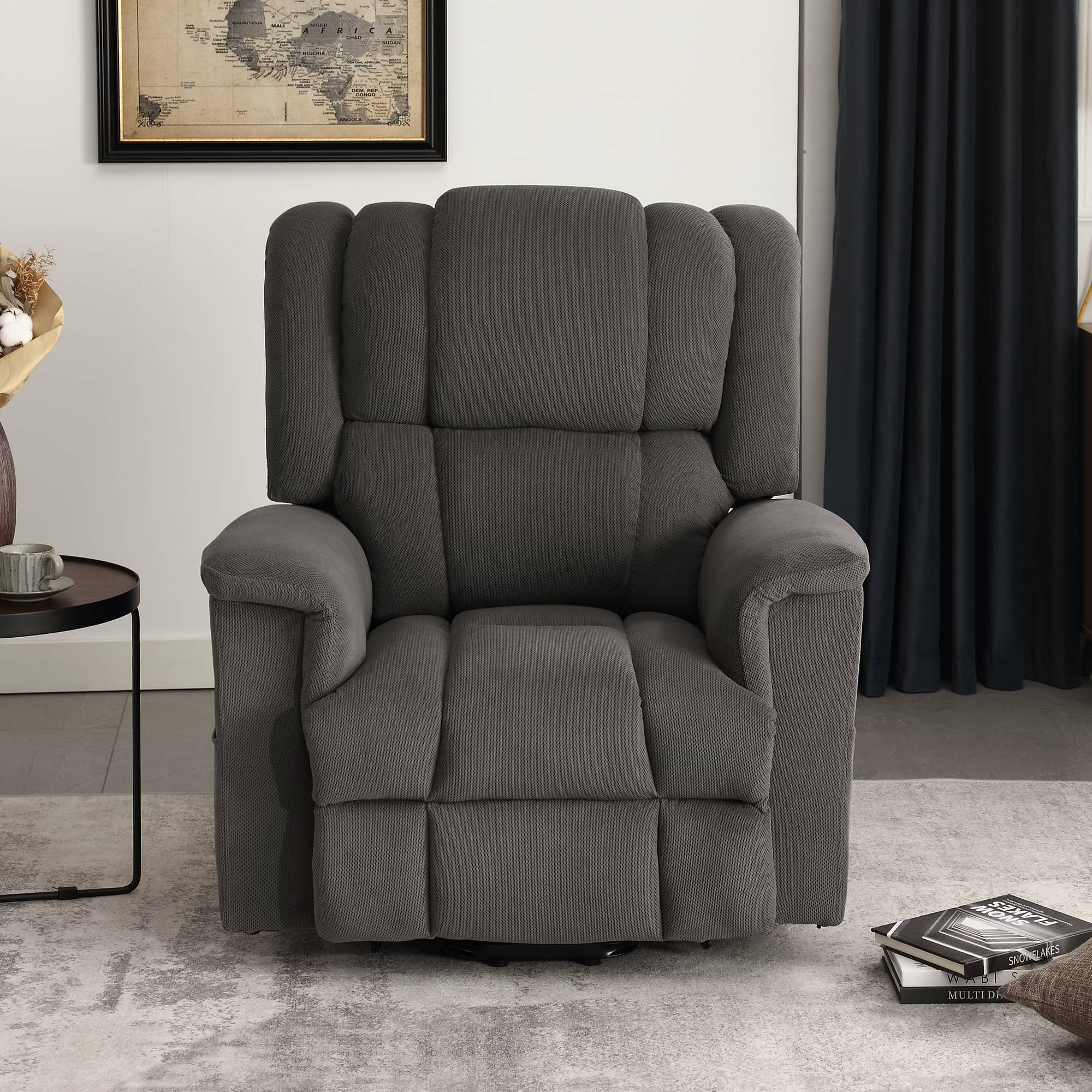 Infinite Position Power Lift Recliner with Heat and Massage, Dark Gray