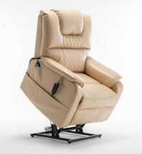 xtra Wide Lay Flat Power Lift Chair Recliner, Beige, angle lifted view