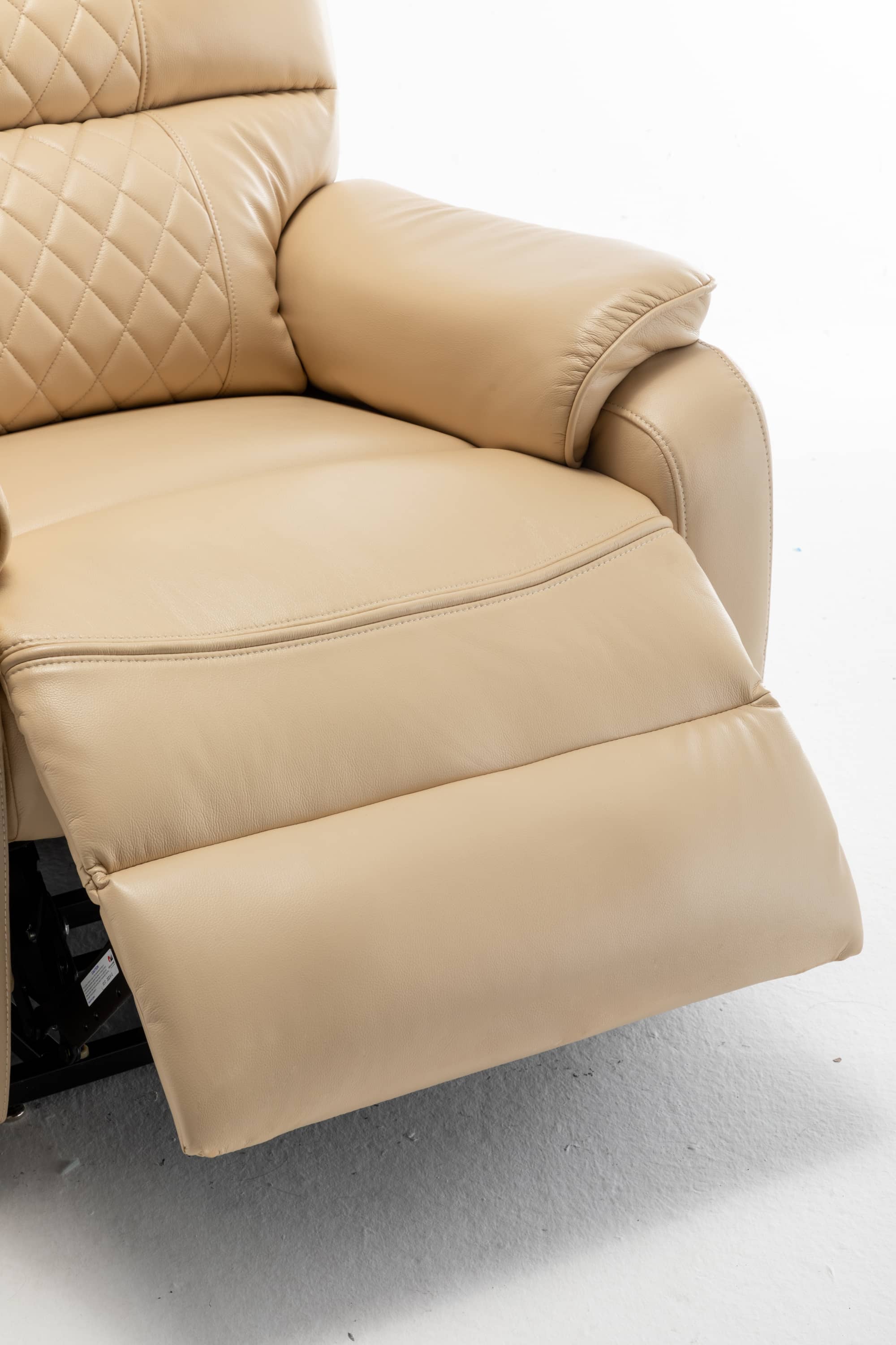 xtra Wide Lay Flat Power Lift Chair Recliner, Beige, close up of foot rest