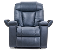 Rhodes Lift Chair Recliner, front view, back armrests open, Lagoon color