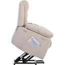 Beige Power Lift Chair Right Profile with Lift Extended