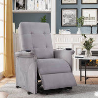 Power Lift Chair Recliner with Adjustable Massage, Light Gray front foot rest lifted