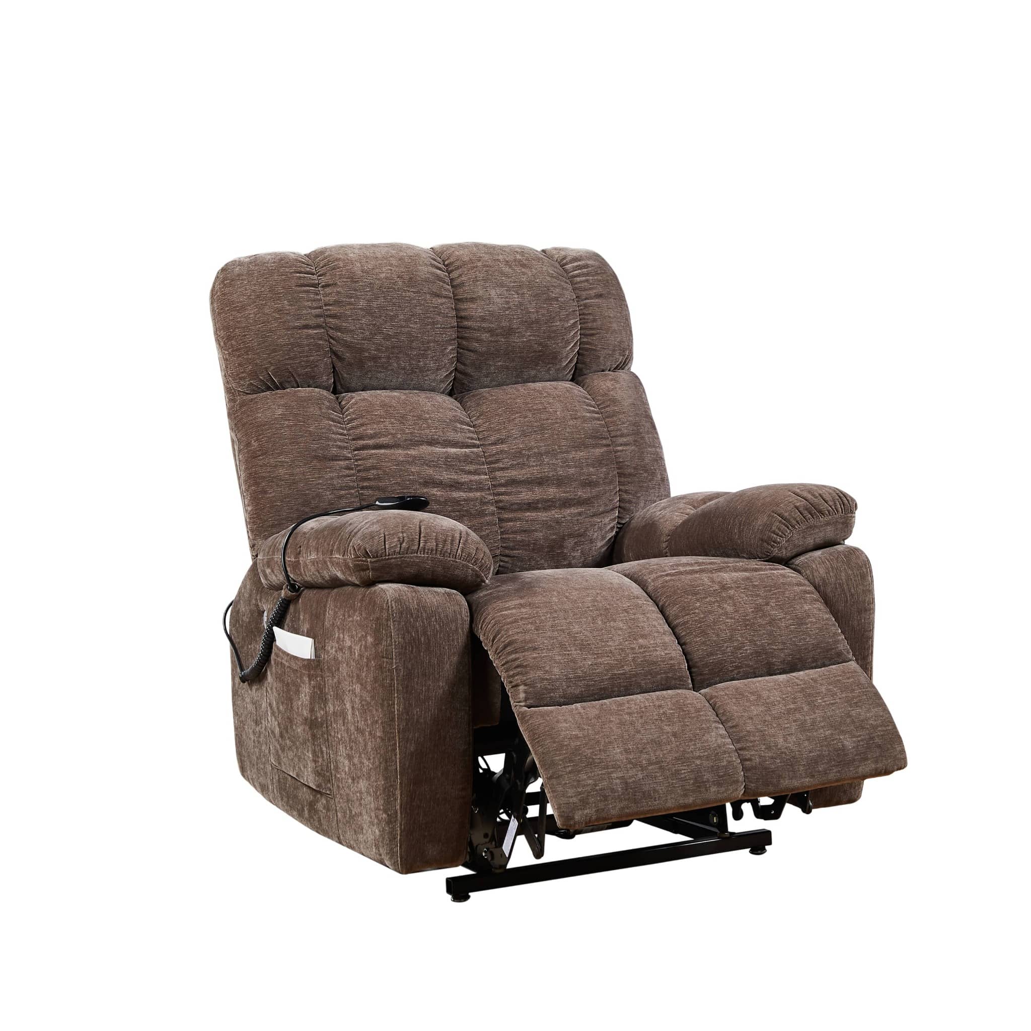 Power Lift Recliner Chair with 2-Motor Massage and Heat, Brown