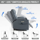 Blue Power Lift Recliner Chair with Vibration Massage and Lumbar Heat, angle options