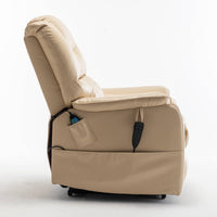 xtra Wide Lay Flat Power Lift Chair Recliner, Beige, seated side view