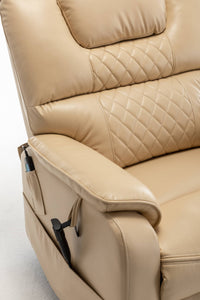 xtra Wide Lay Flat Power Lift Chair Recliner, Beige, close up of side of chair