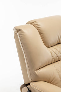 xtra Wide Lay Flat Power Lift Chair Recliner, Beige, headrest close up