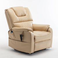 xtra Wide Lay Flat Power Lift Chair Recliner, Beige, seated side view