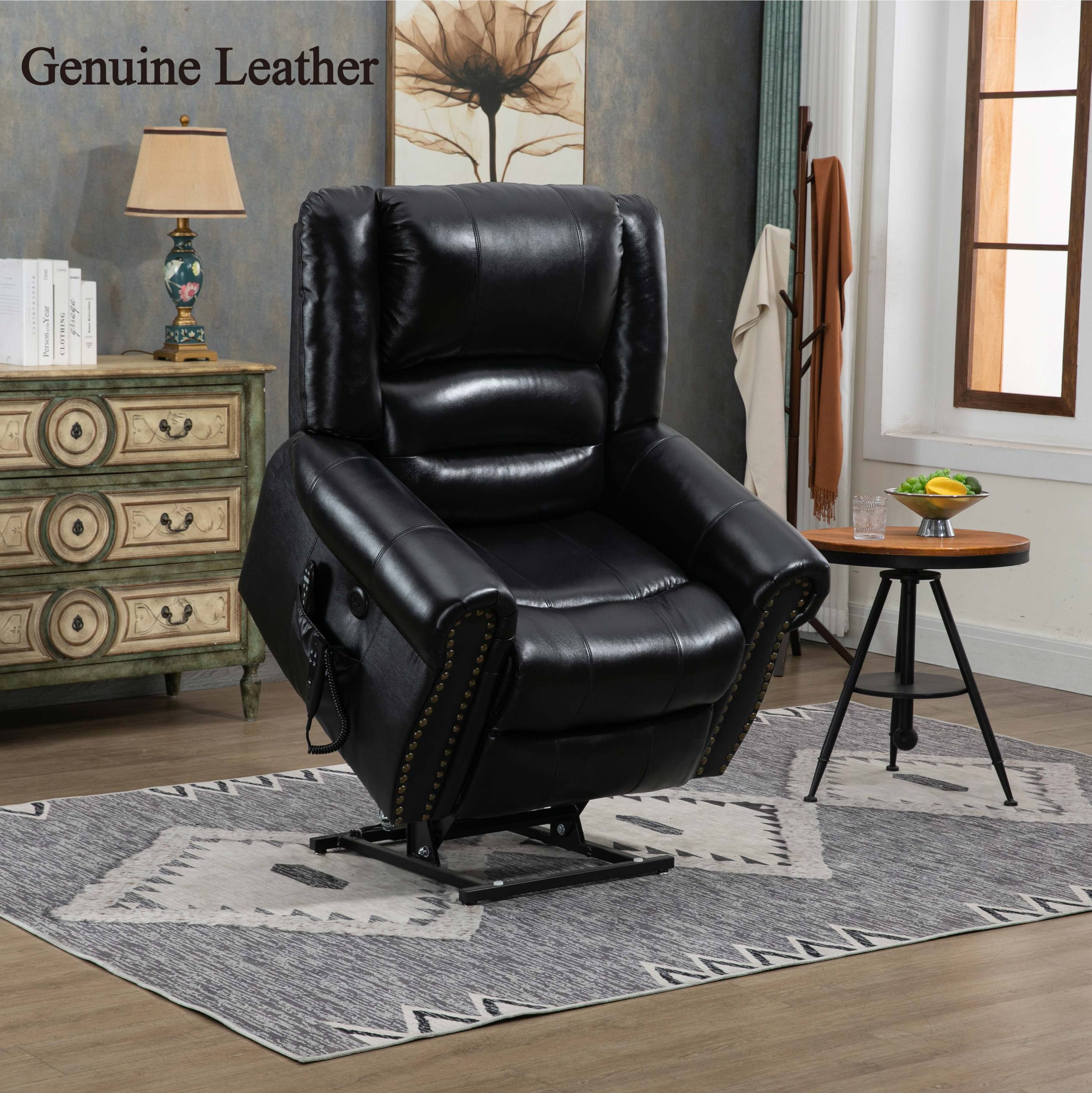 Leather power lift recliner with heat online and massage